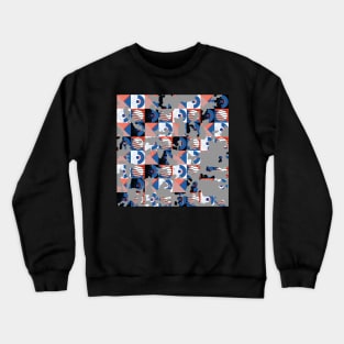 Distressed 80s Memphis Style Geometric Abstract Checked Postmodern Pattern Crewneck Sweatshirt